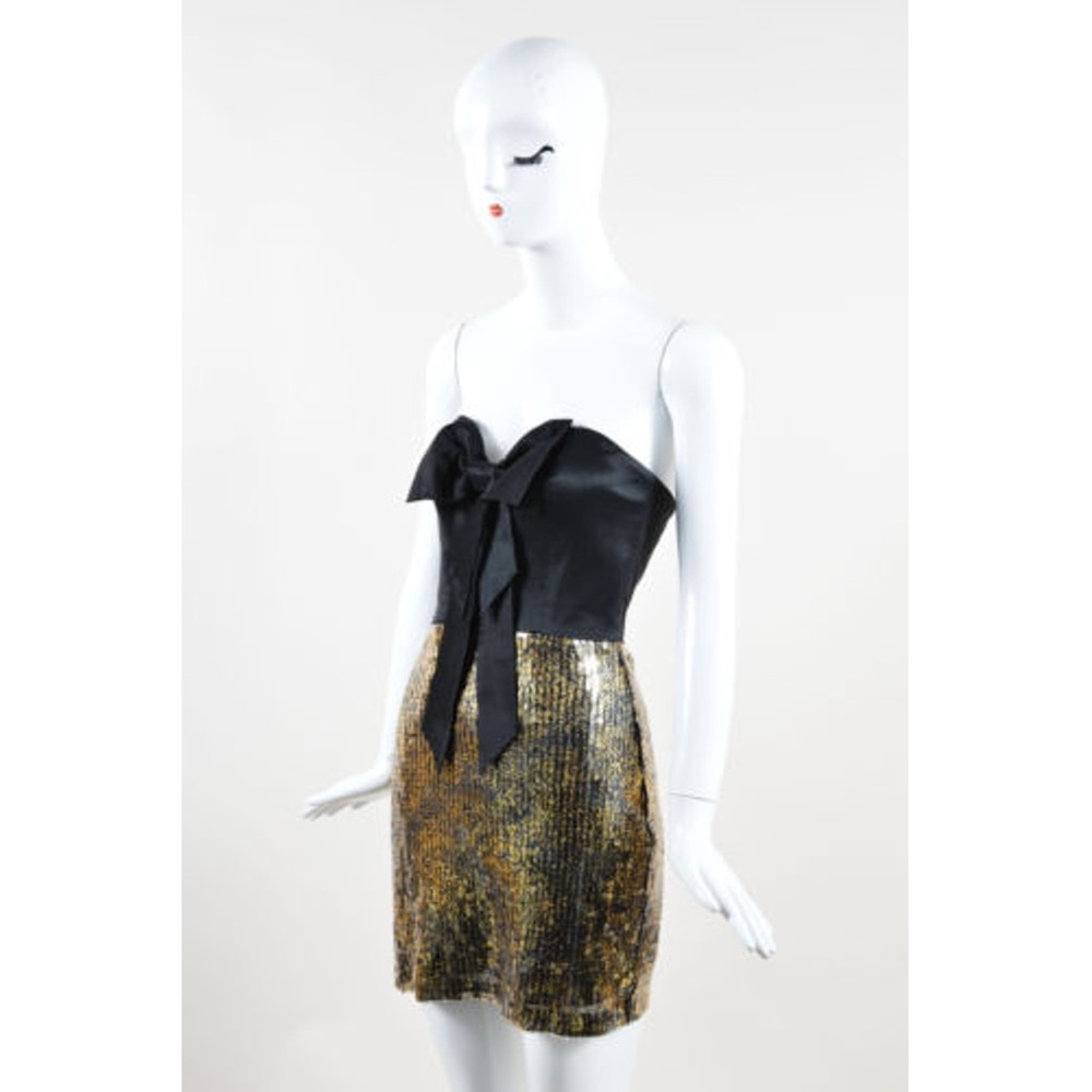 Badgley Mischka Black and Gold Sequin Dress
